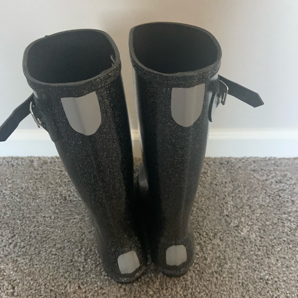 Hunter Big  Kids Original Starcloud Sparkle boots US 6 girl 5 boy new black - Picture 4 of 5